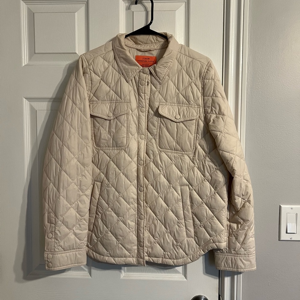 J. Crew Quilted Cream Puffer Jacket